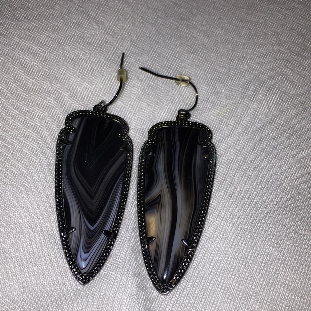 Kendra Scott Black Banded Agate Earrings